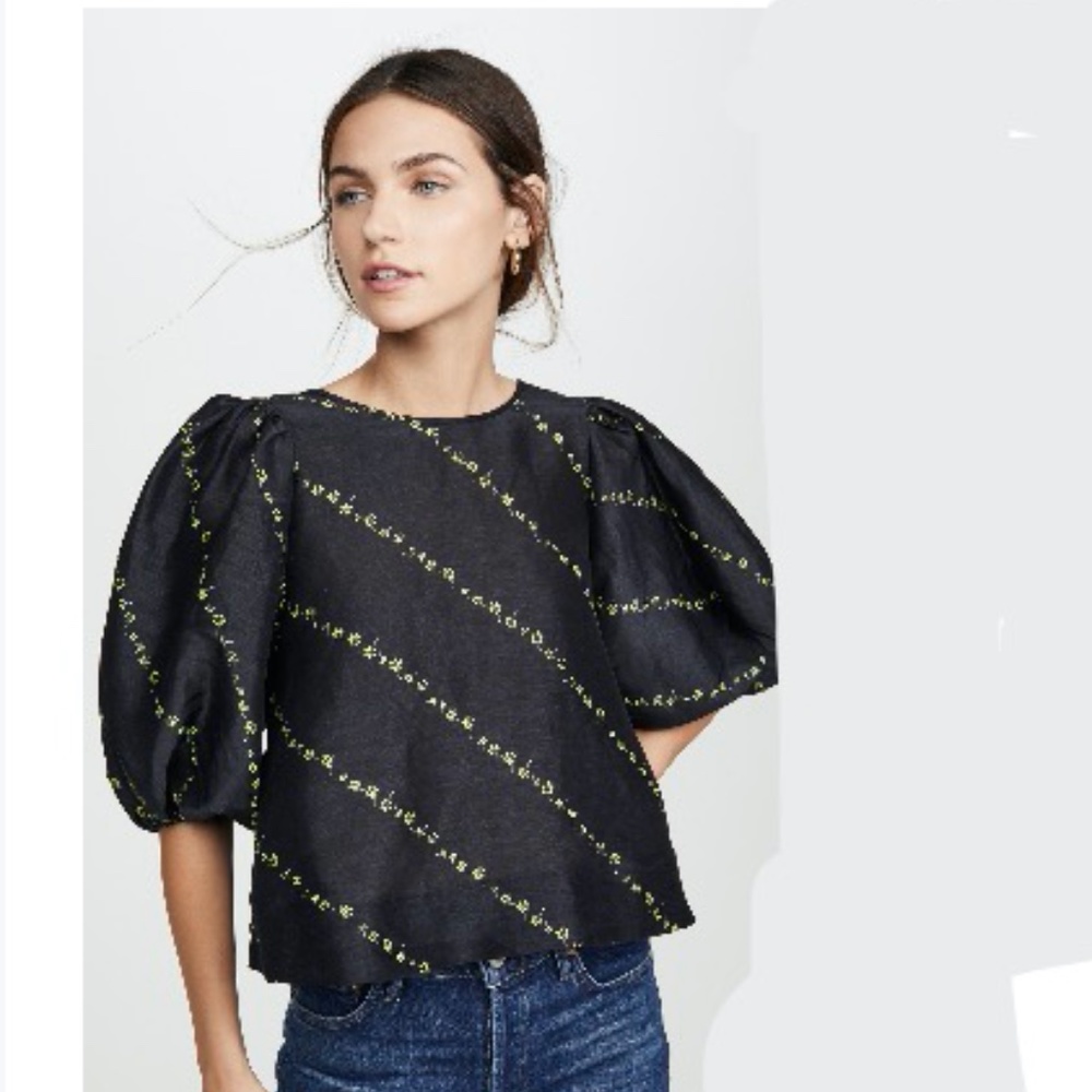 Ganni Puff Sleeve Blouse size 10